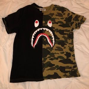 BAPE half black & half camo tee